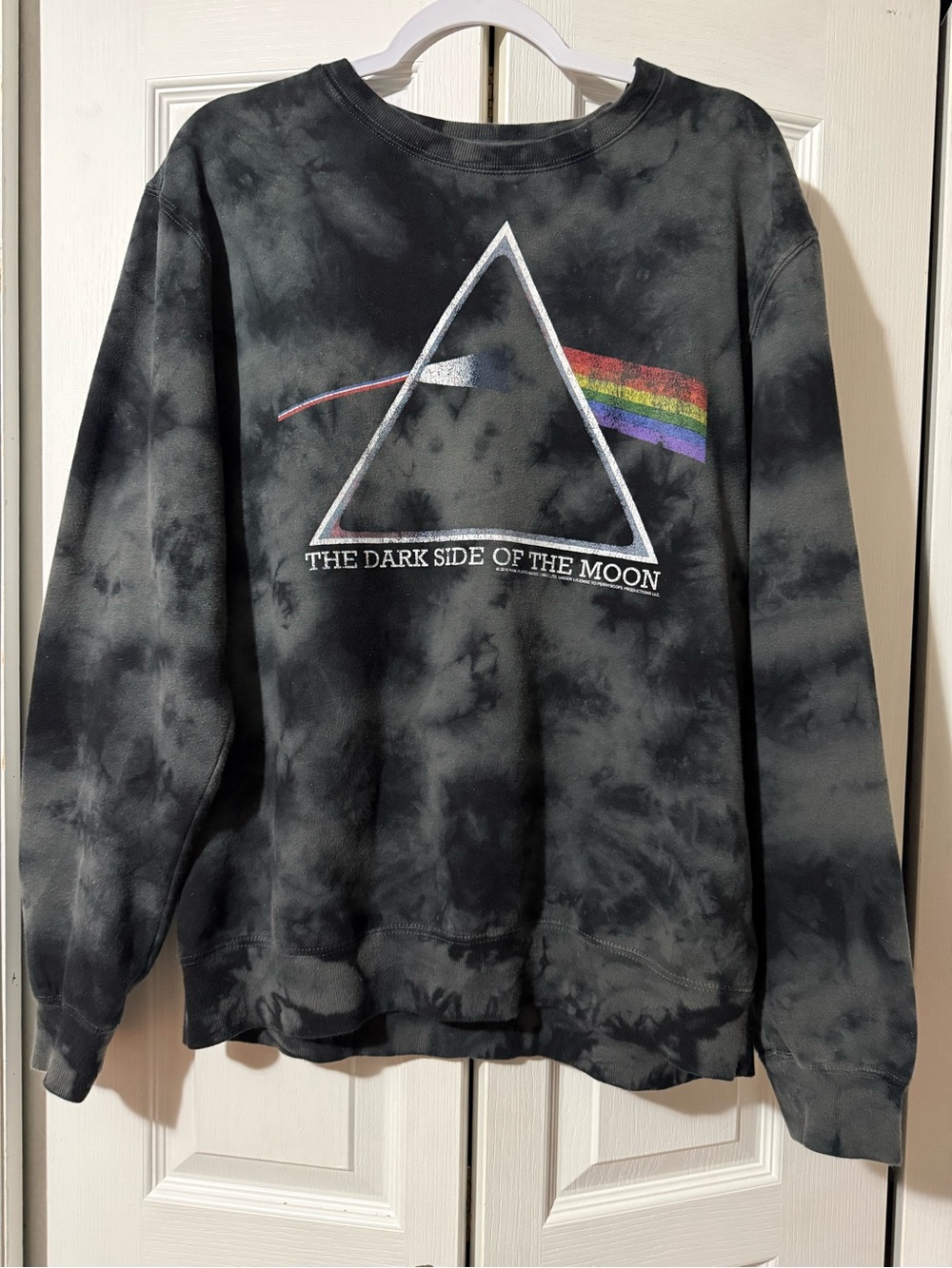 Pink Floyd The Dark Side of the Moon Black Tye Dye Graphic Sweater -L